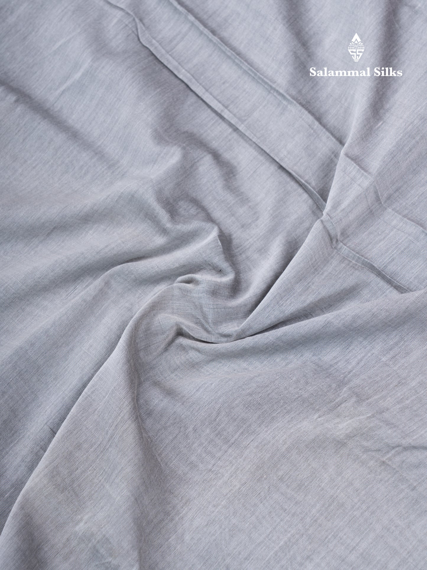 Grey White Plain Semi Cotton Saree With Contrast Maroon Traditional Border