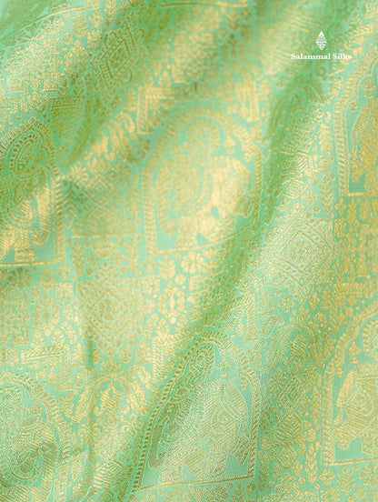 Pure Mix Silk Saree - Rexona Green Bridal Along With Contrast Dark Purple Traditional Evening Morning Border
