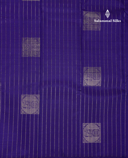 Beautiful Navy Blue Fancy Pure Kanjivaram Silk Saree With Contrast Sapphire Green Blouse