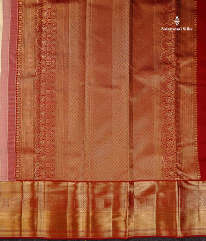 Pure Mix Silk Saree - Half White Bridal Along With Contrast Redish Maroon Traditional Evening Morning Border