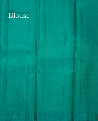 Beautiful Navy Blue Fancy Pure Kanjivaram Silk Saree With Contrast Sapphire Green Blouse