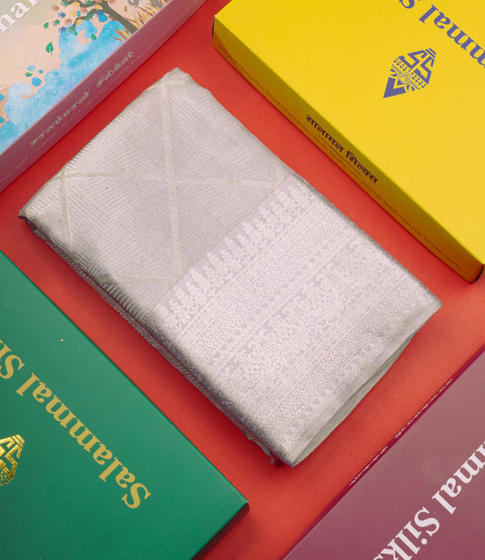 Lavender Tissue Bridal Pure Kanjivaram Silk Saree With Self  Border