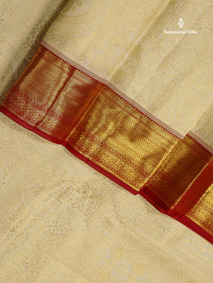 Pure Mix Silk Saree - Half White Bridal Along With Contrast Redish Maroon Traditional Evening Morning Border
