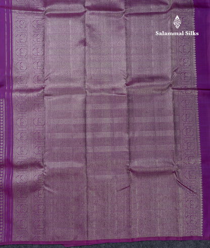 Beautiful Dark Purple Fancy Pure Kanjivaram Silk Saree With Blouse