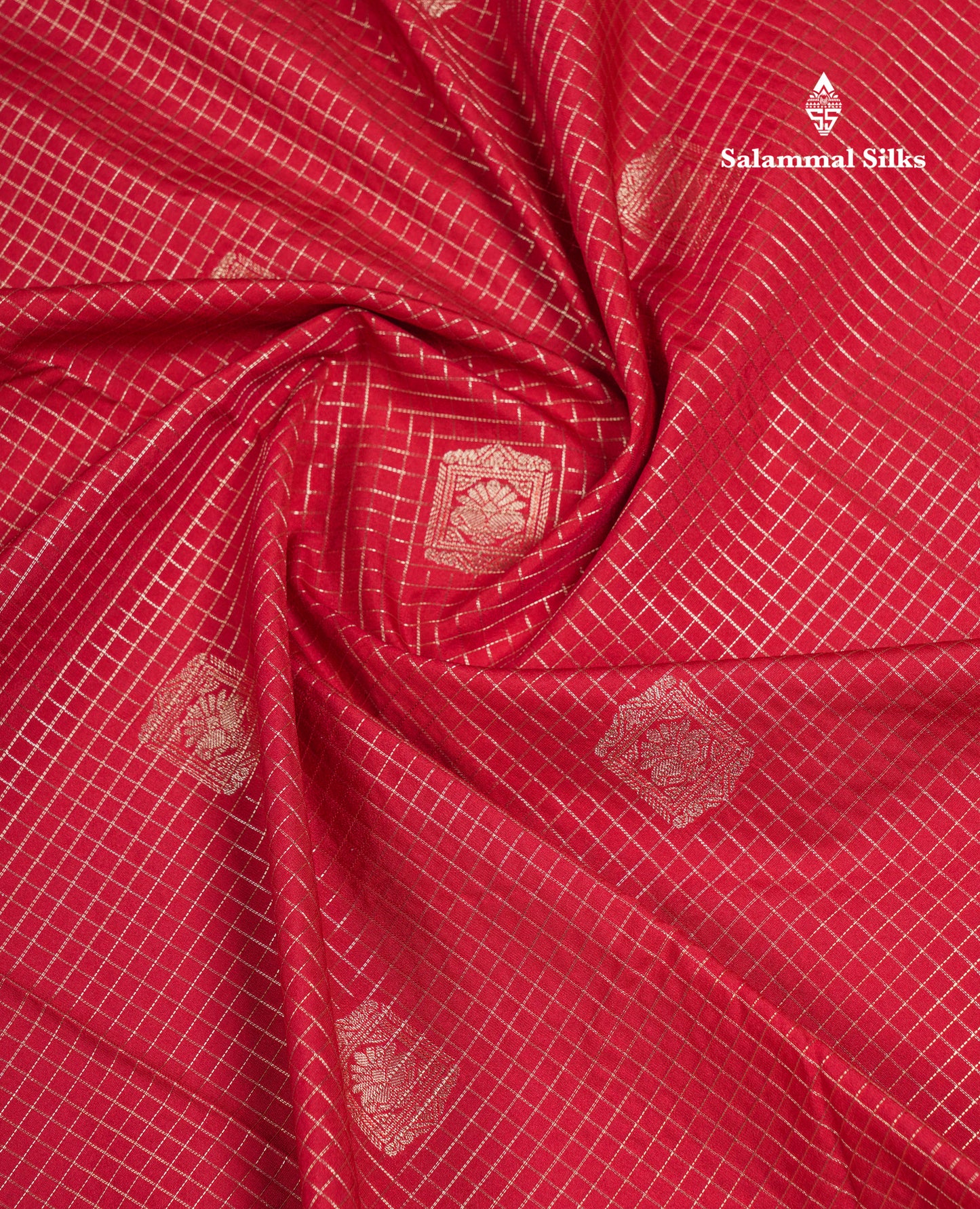Beautiful Reddish Maroon Small Zari Checks With Butta Semi Silk Saree With Contrast Pista Green Border