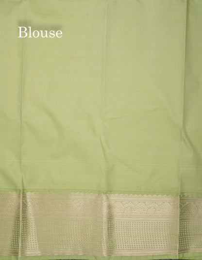 Beautiful Reddish Maroon Small Zari Checks With Butta Semi Silk Saree With Contrast Pista Green Border