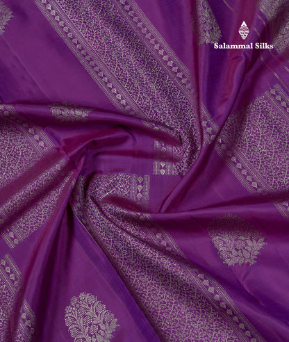 Beautiful Dark Purple Fancy Pure Kanjivaram Silk Saree With Blouse