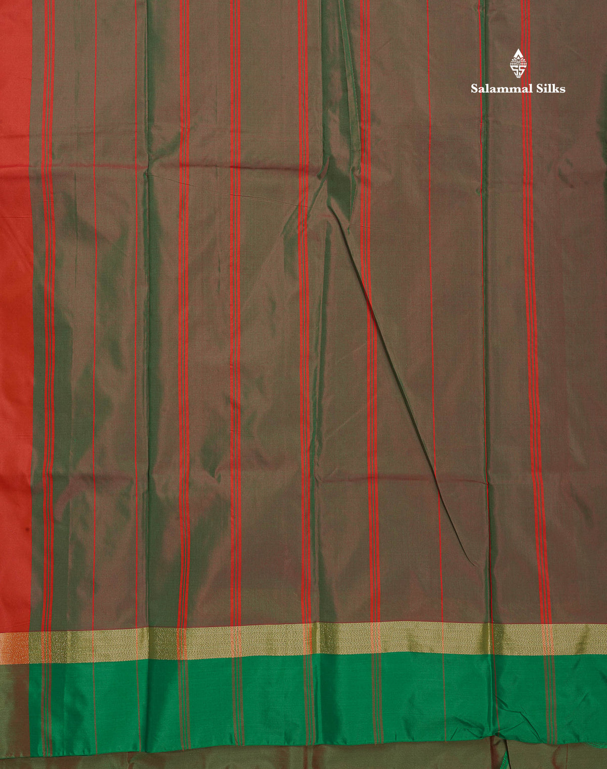 Semi Silk Saree - Orange Colour Body Plain With Dual Tone Green Border