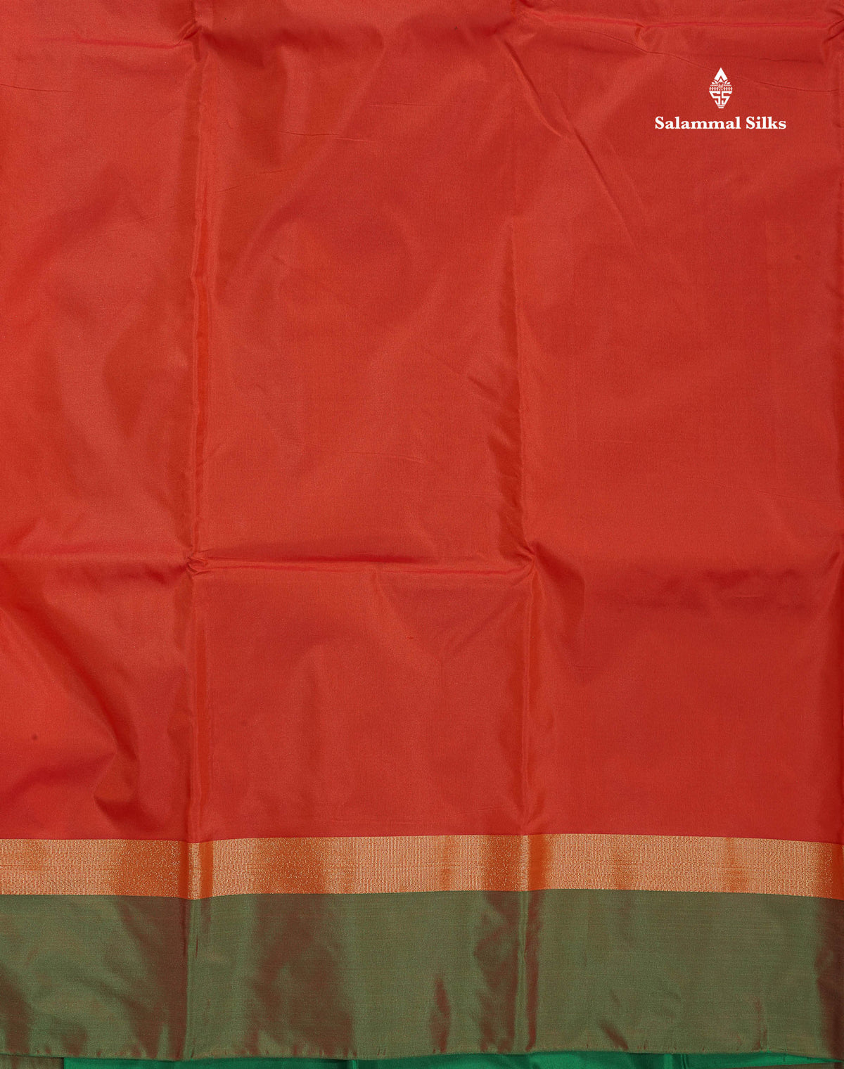 Semi Silk Saree - Orange Colour Body Plain With Dual Tone Green Border