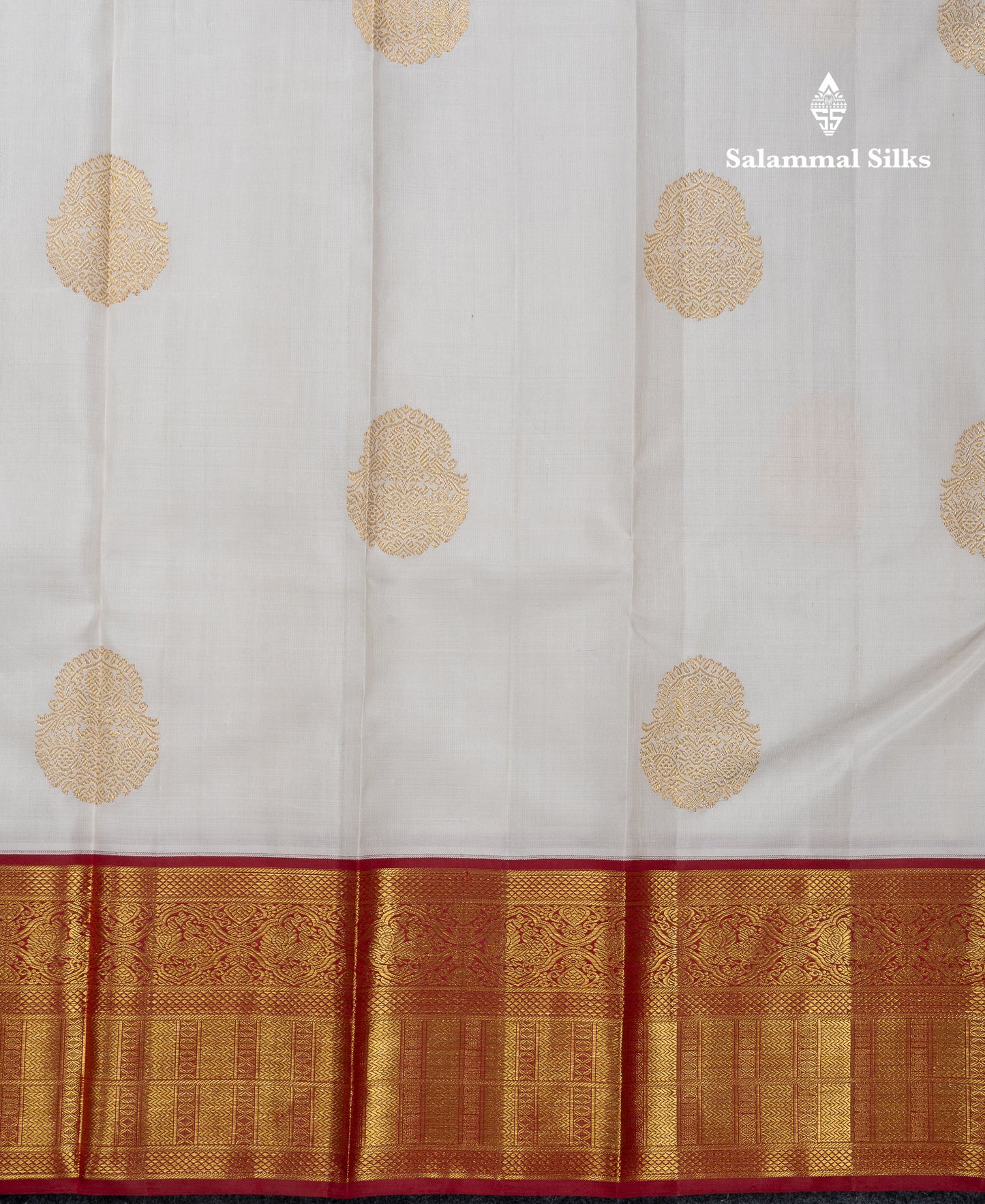 Korvai Beautiful White Pure Kanjivaram Silk Saree White With Contrast Maroon Traditional Border