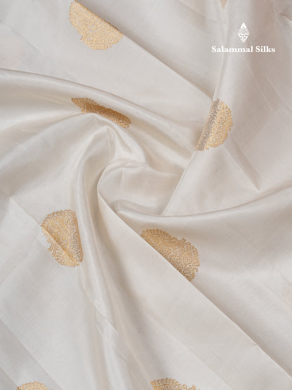 Korvai Beautiful White Pure Kanjivaram Silk Saree White With Contrast Maroon Traditional Border