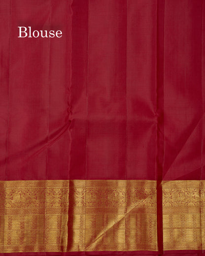 Korvai Beautiful White Pure Kanjivaram Silk Saree White With Contrast Maroon Traditional Border