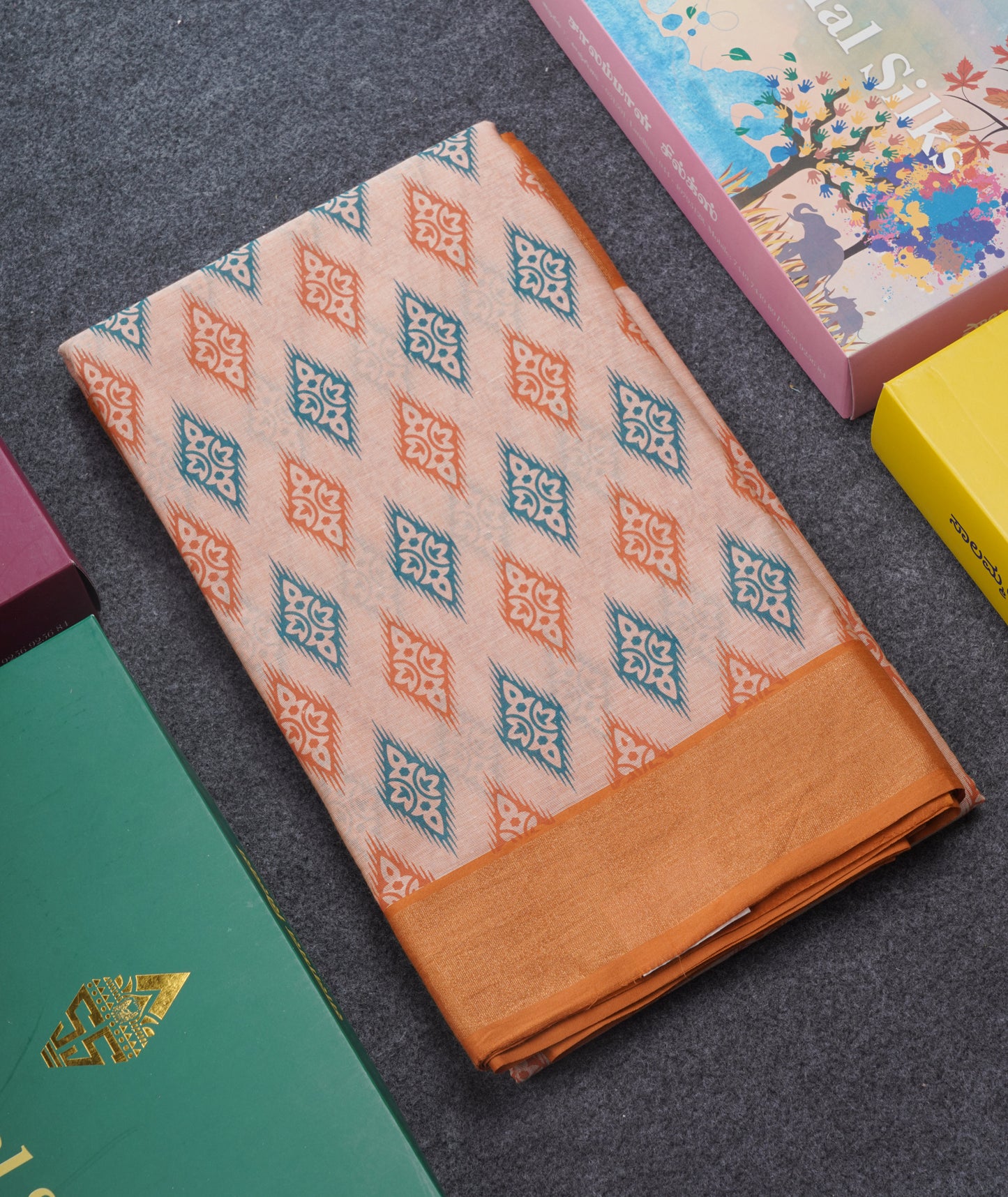 Pastel Blue Colour Printed Pure Cotton Saree With Ribbon Border