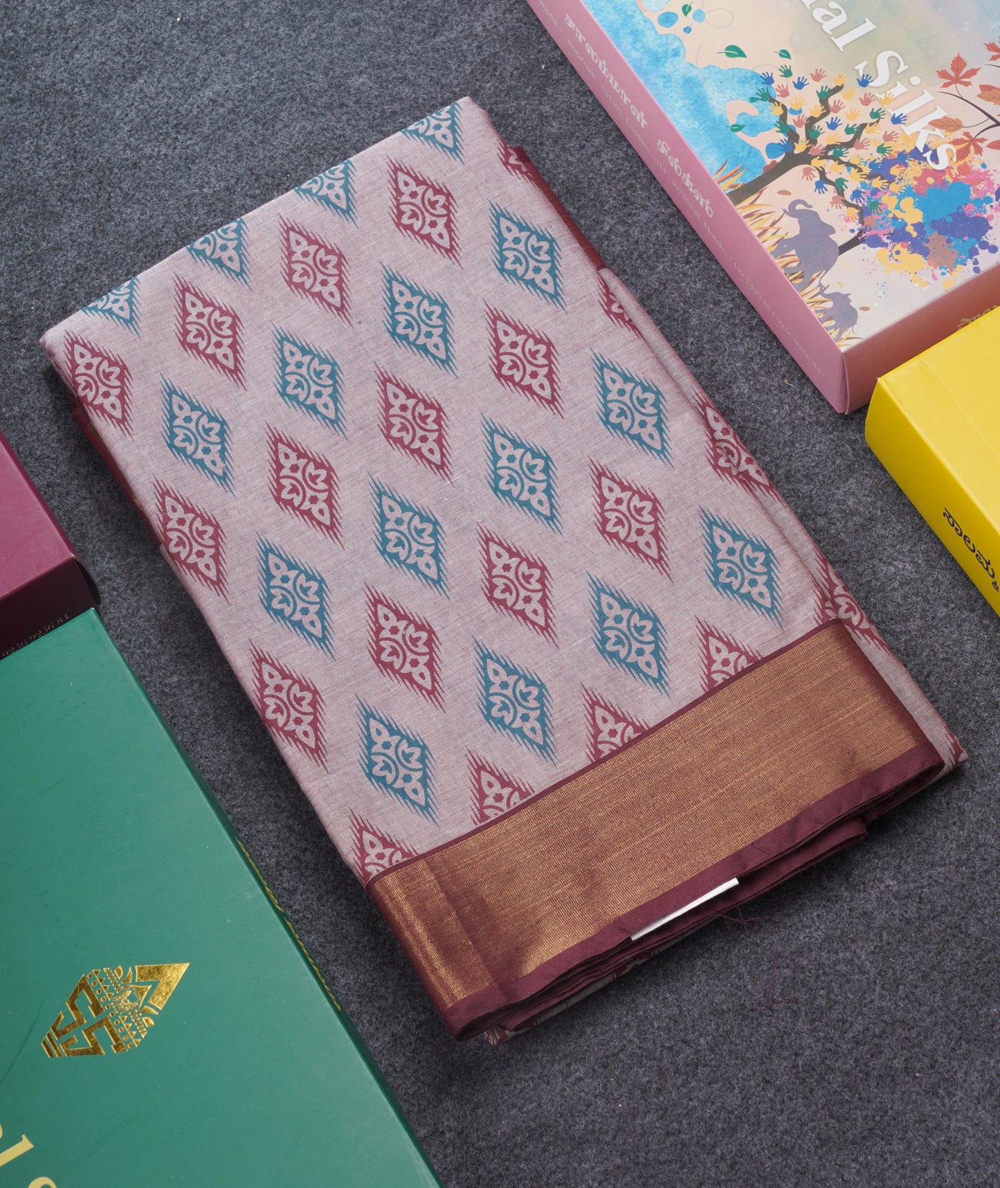 Pastel Blue Colour Printed Pure Cotton Saree With Ribbon Border