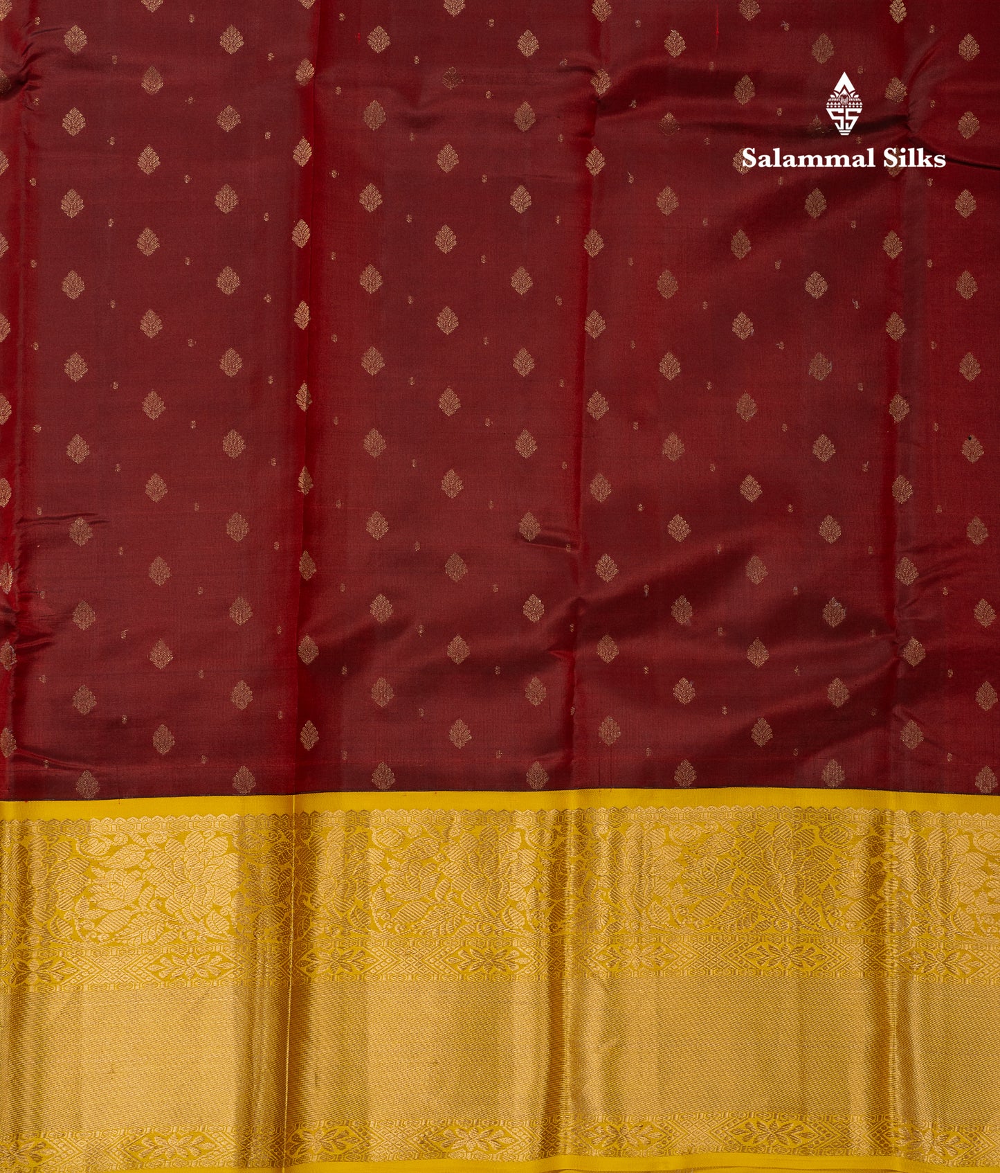 Beautiful Maroon Pure Kanjivaram Silk Saree With Contrast Yellow Traditional Evening Morning Border