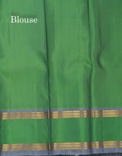 Beautiful Dual Tone Redish Pink Tiny Checks Pure Kanjivaram Silk Saree with Contrast Saffire Green Gap Border