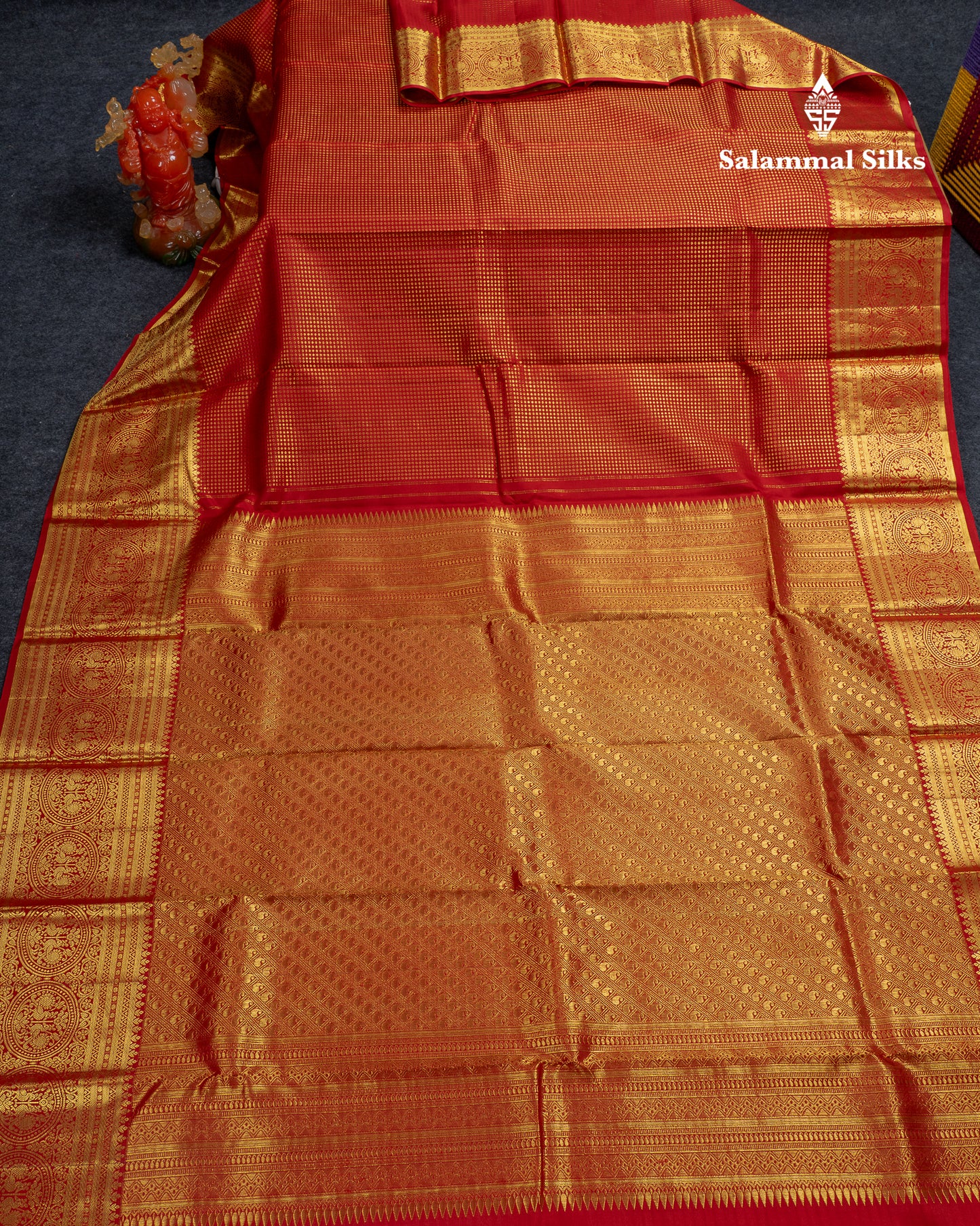 Beautiful Redish Maroon Pure Kanjivaram Silk Saree With Traditional Evening Morning Border