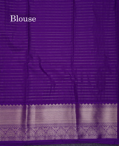 Beautiful Dual Tone Pink Small Zari Checks With Butta Semi Silk Saree With Contrast Violet Border