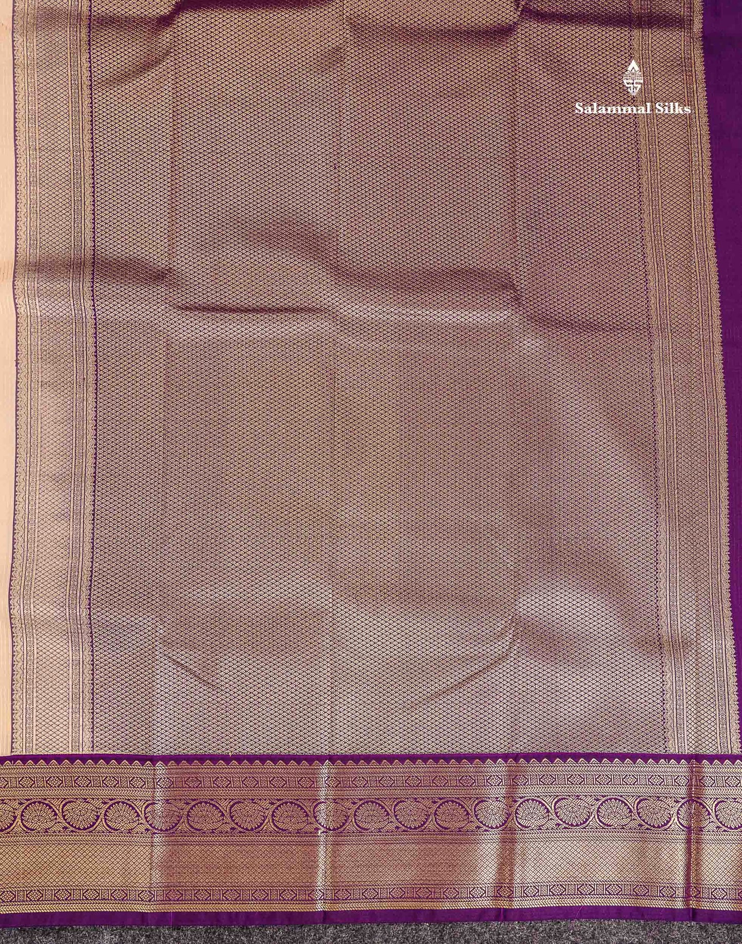 Semi Silk Saree - Rexona Green Butta With Lines Along With Contrast Dark Purple Traditional Border