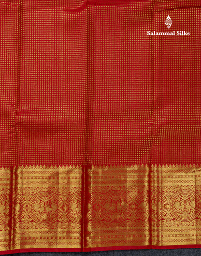 Beautiful Redish Maroon Pure Kanjivaram Silk Saree With Traditional Evening Morning Border