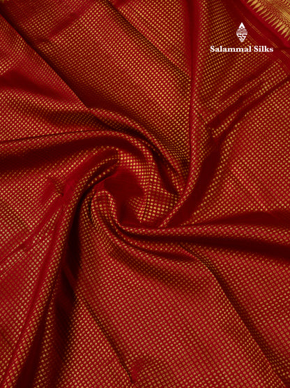 Beautiful Redish Maroon Pure Kanjivaram Silk Saree With Traditional Evening Morning Border