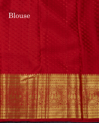 Beautiful Redish Maroon Pure Kanjivaram Silk Saree With Traditional Evening Morning Border