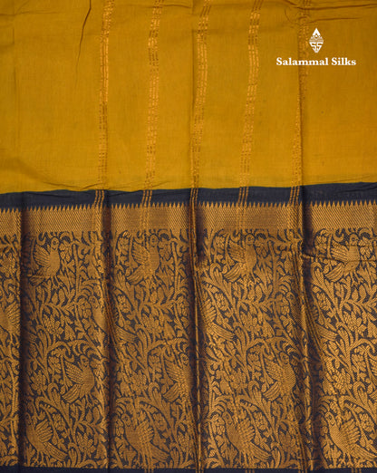 Beautiful Manthulir Yellow Plain Sungudi Cotton Saree With Contrast Black Long Border