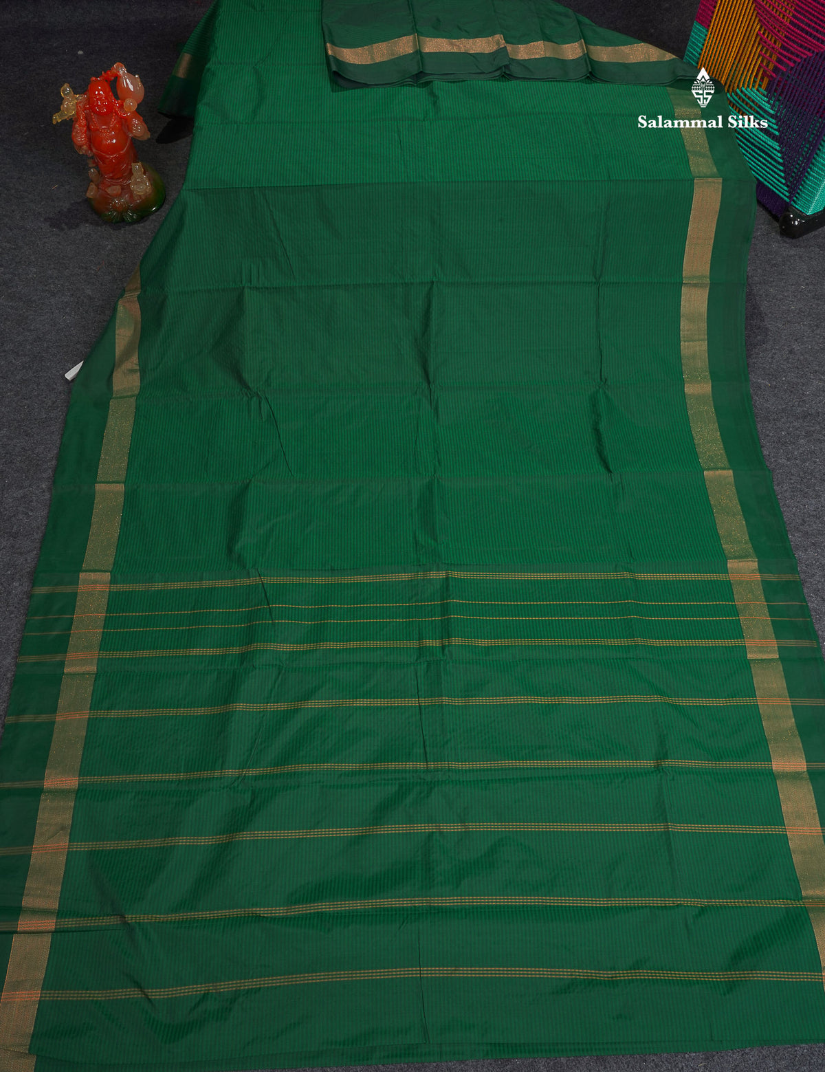 Semi Silk Saree - Green Colour Body With Zari Border