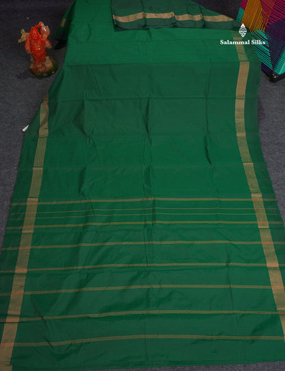 Semi Silk Saree - Green Colour Body With Zari Border