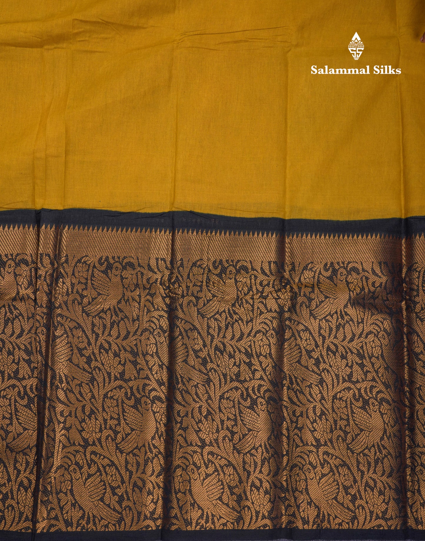 Beautiful Manthulir Yellow Plain Sungudi Cotton Saree With Contrast Black Long Border
