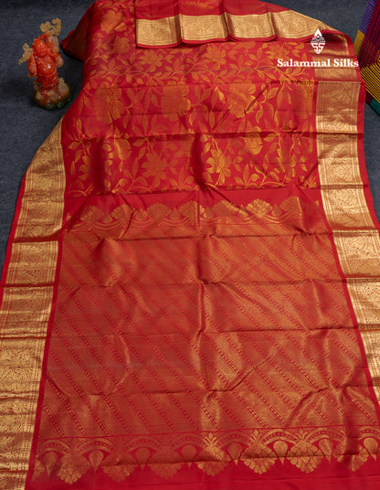 Kanjivaram Maroon Pure Silk Saree With Gold Zari Border