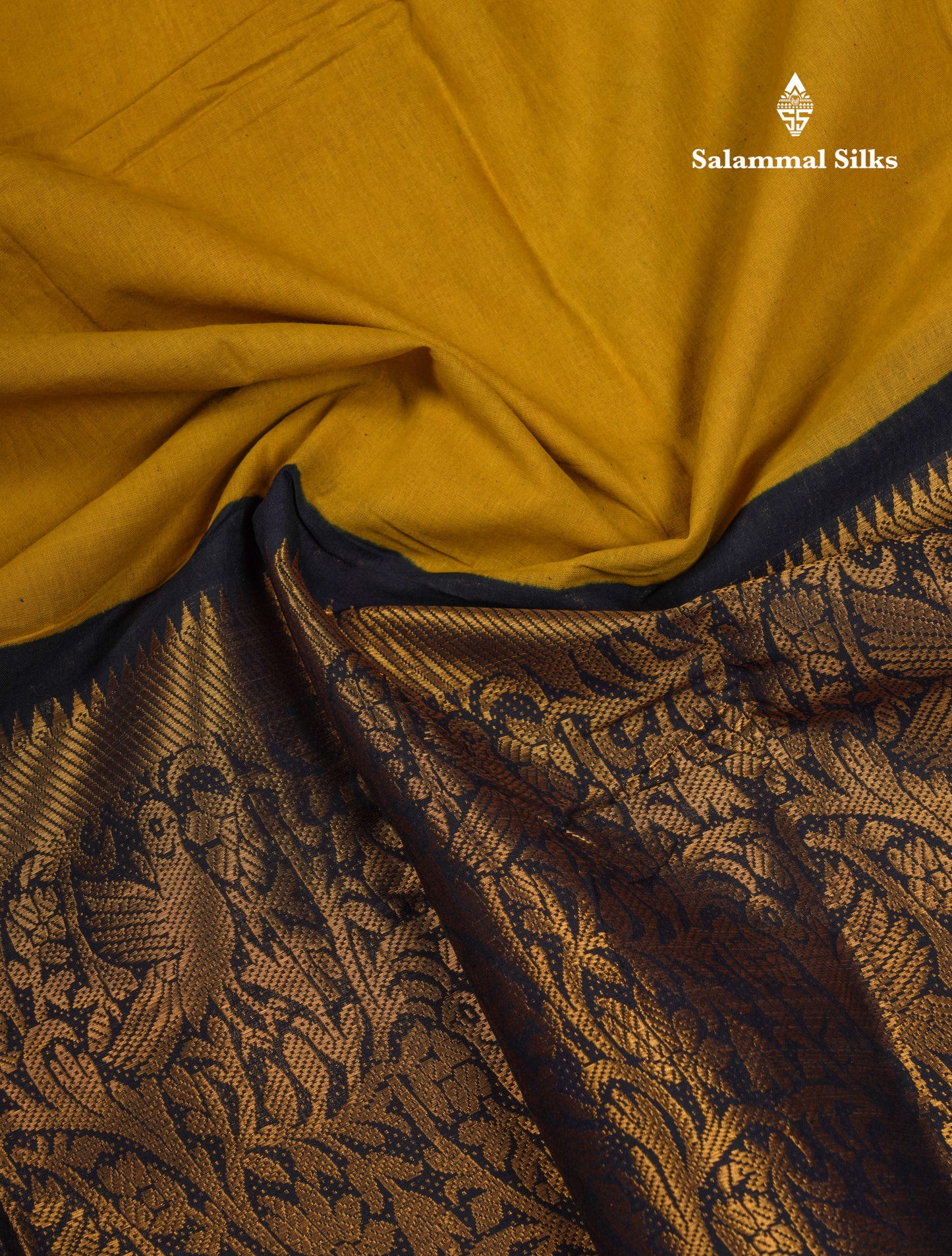 Beautiful Manthulir Yellow Plain Sungudi Cotton Saree With Contrast Black Long Border