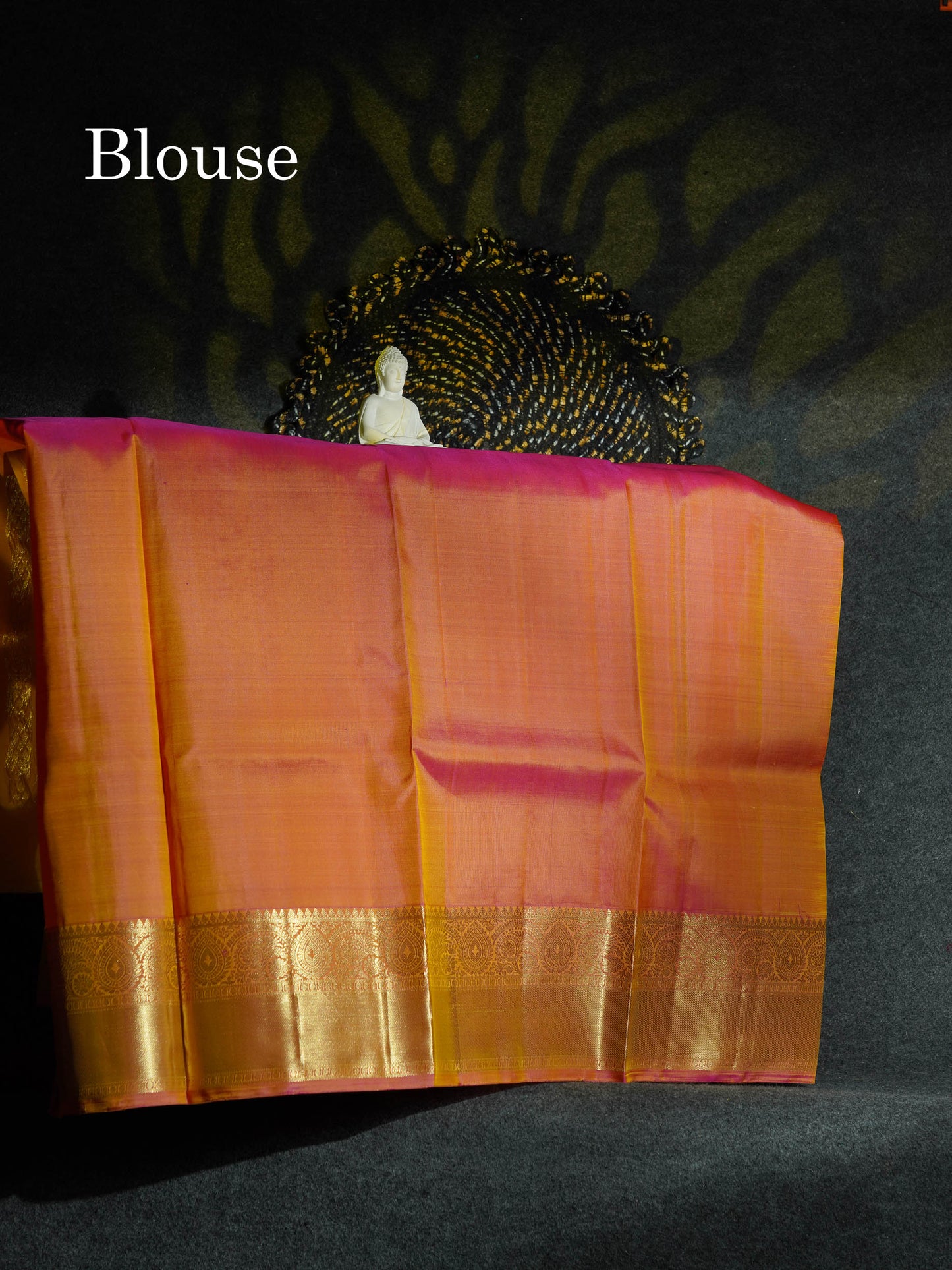 Beautiful Pure Silk Pattu Pavadai (Pink) With Contrast Sea Blue Blouse 45"