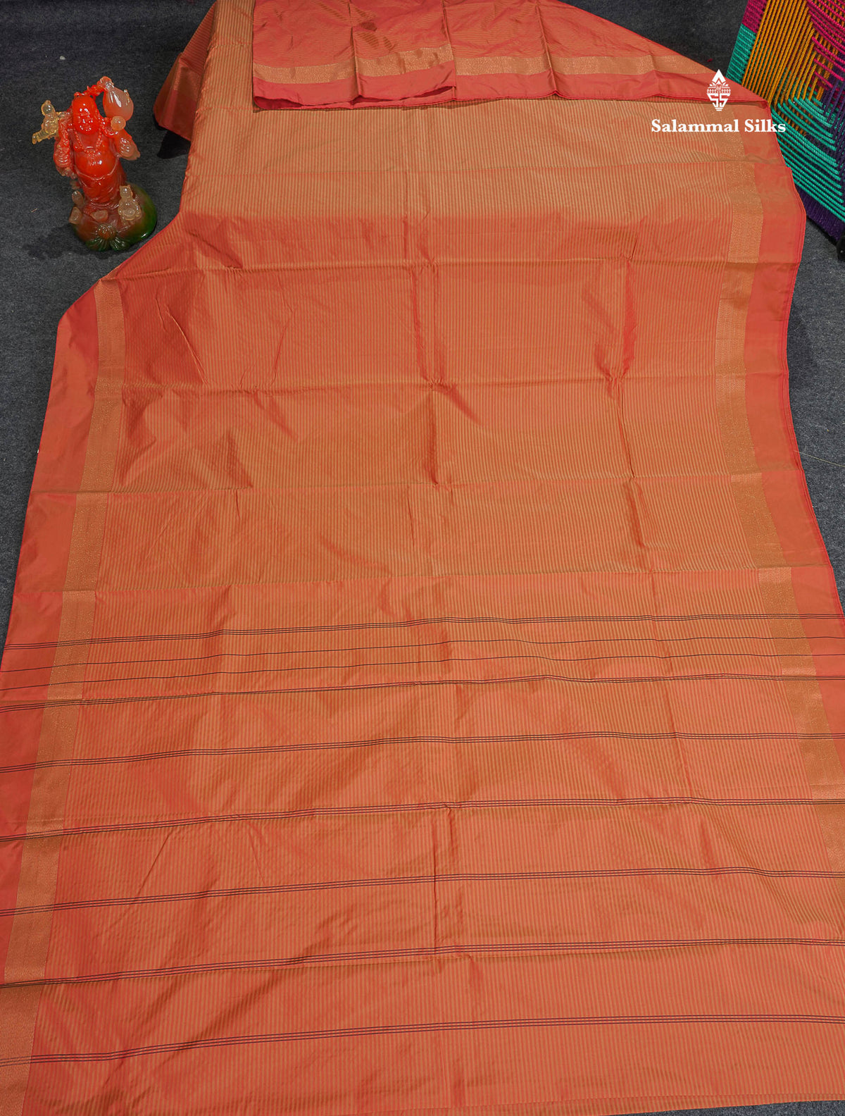 Semi Silk Saree - Light Orange Colour Body With Zari Border