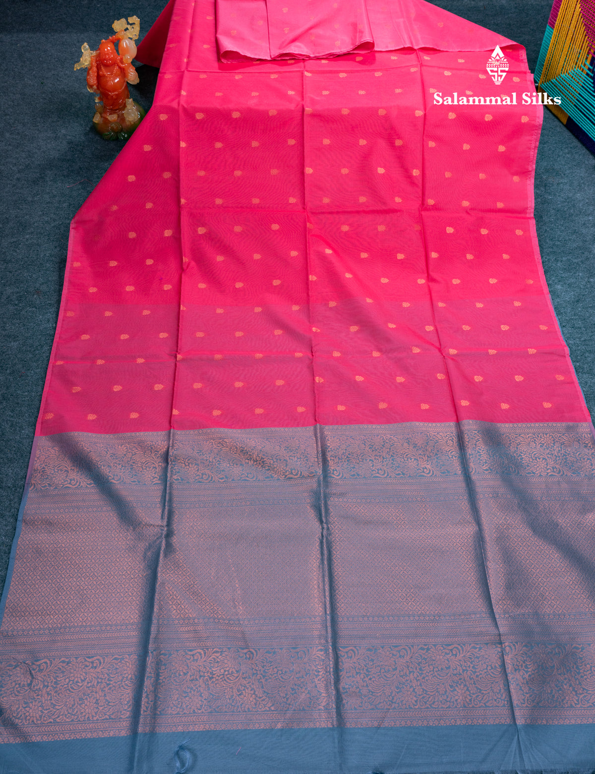 Pink Beautiful Sico Cotton Saree With Contrast Grey Blouse