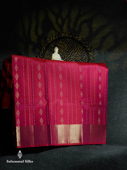 Beautiful Pure Silk Pattu Pavadai (Pink) With Contrast Sea Blue Blouse 45"