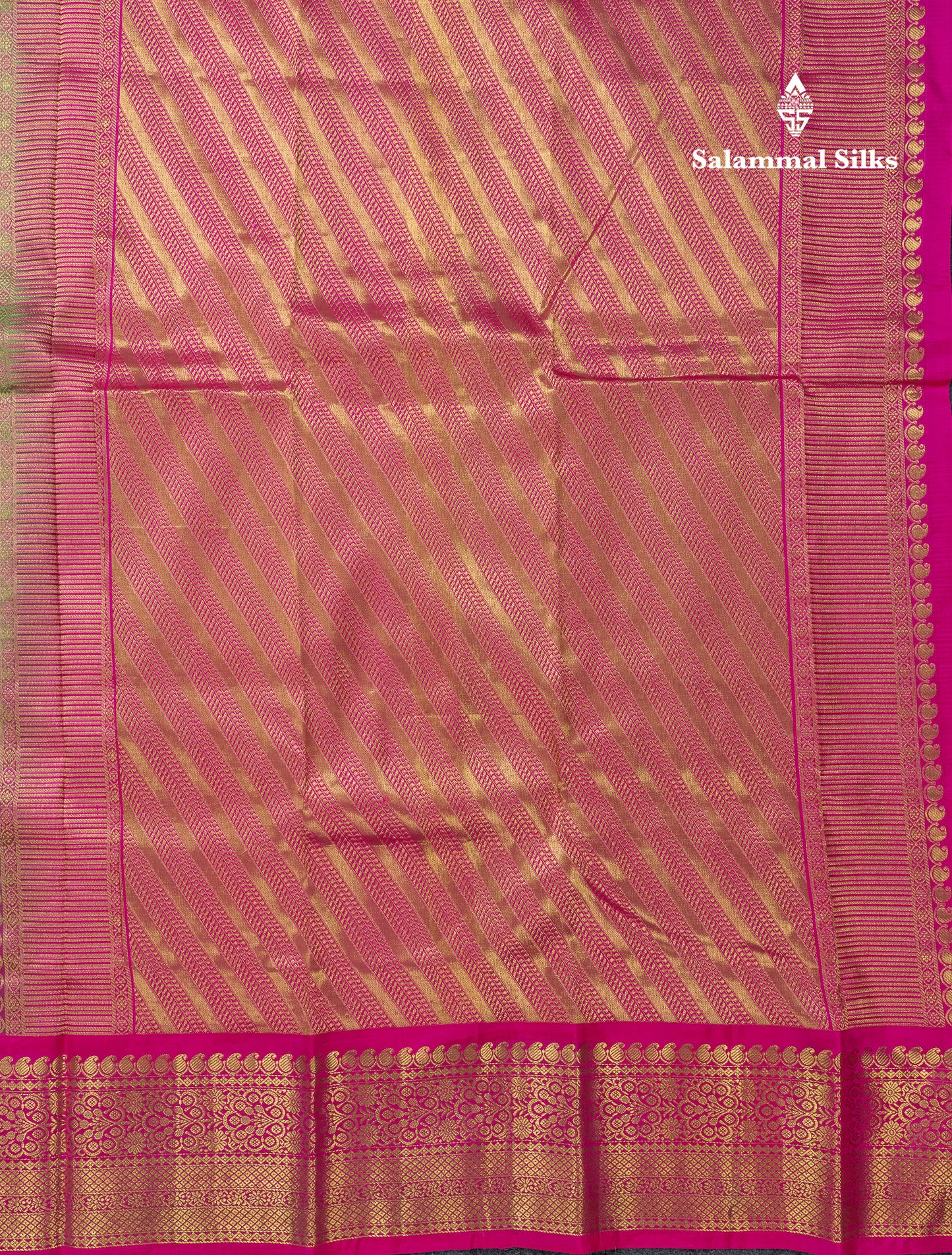 Kanjivaram Pure Silk Saree Parrot Green With Magenta Pink Blouse