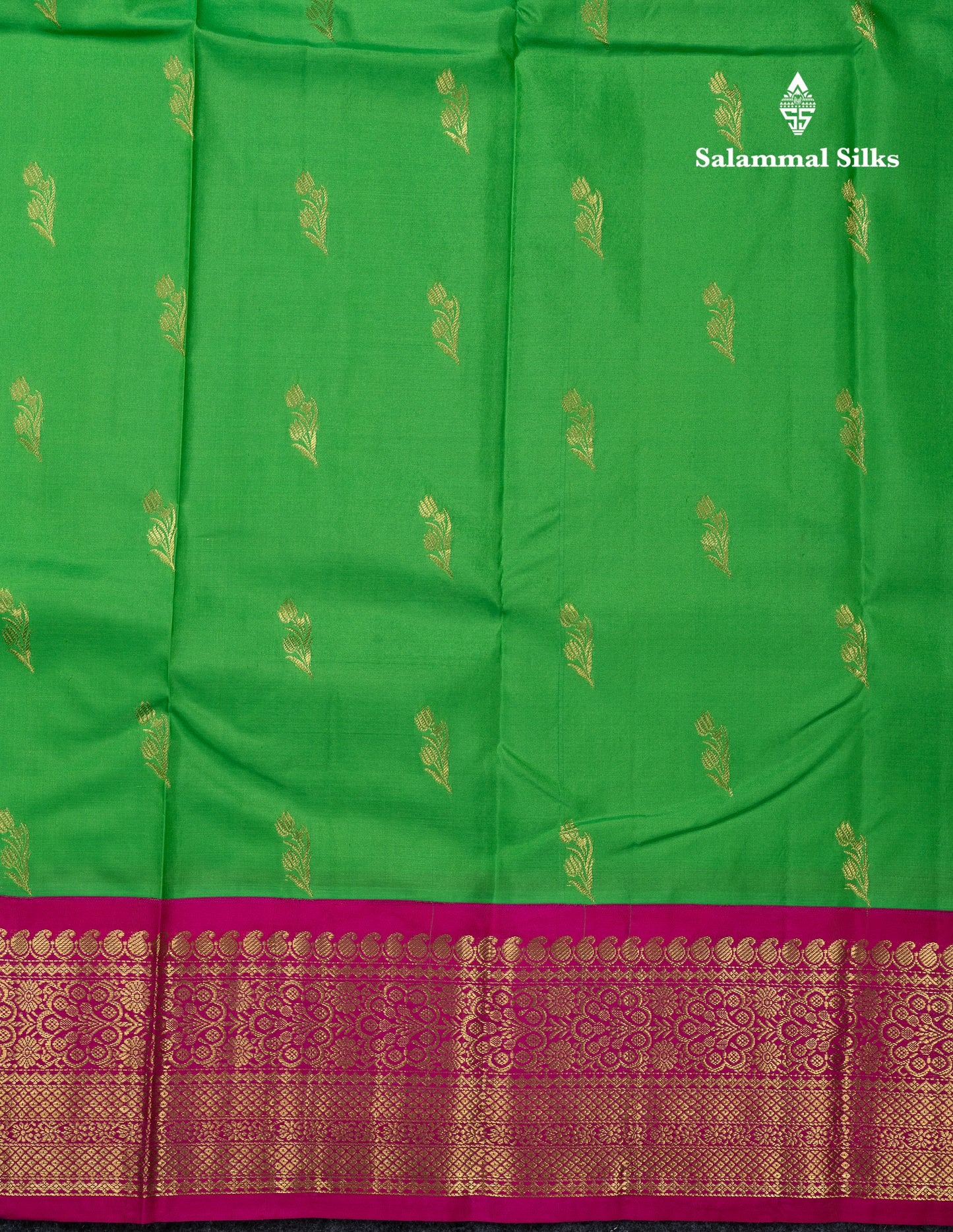 Kanjivaram Pure Silk Saree Parrot Green With Magenta Pink Blouse