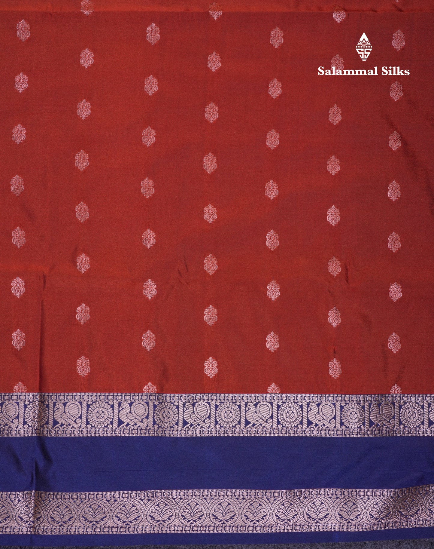 Beautiful Rust Orange Semi Soft Silk Saree With Contrast Navy Blue Traditional Rettapet Border