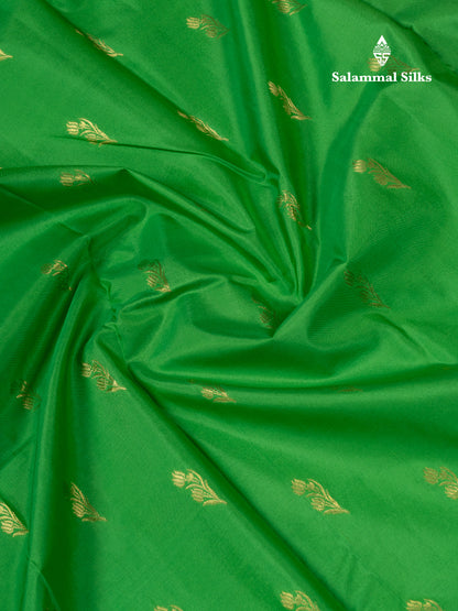 Kanjivaram Pure Silk Saree Parrot Green With Magenta Pink Blouse