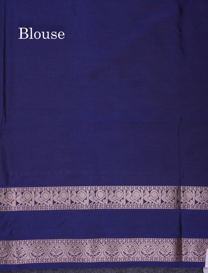 Beautiful Rust Orange Semi Soft Silk Saree With Contrast Navy Blue Traditional Rettapet Border