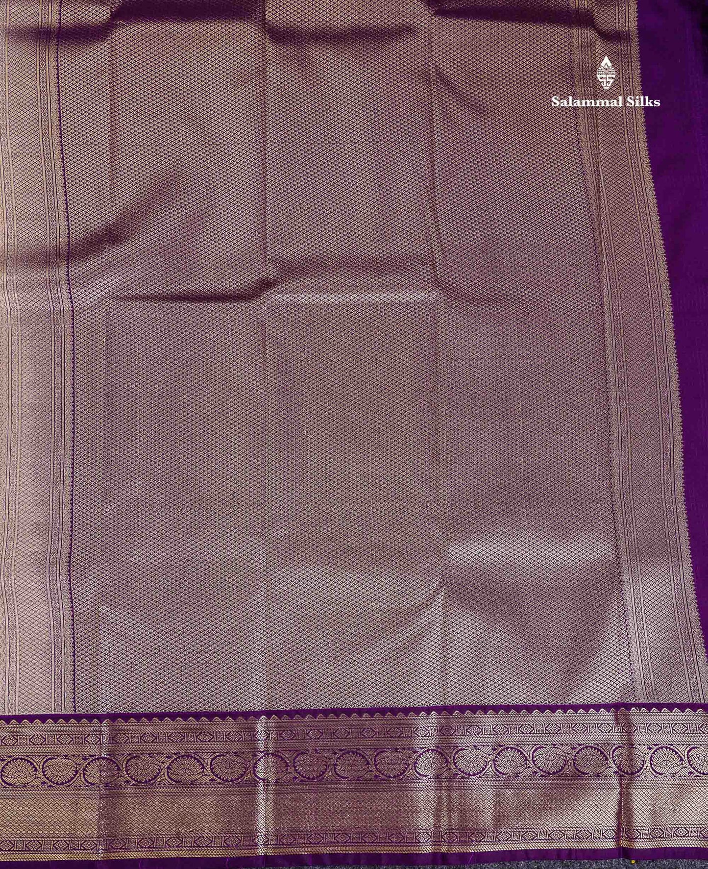 Semi Silk Saree - Rexona Green Butta With Lines Along With Contrast Dark Purple Traditional Border