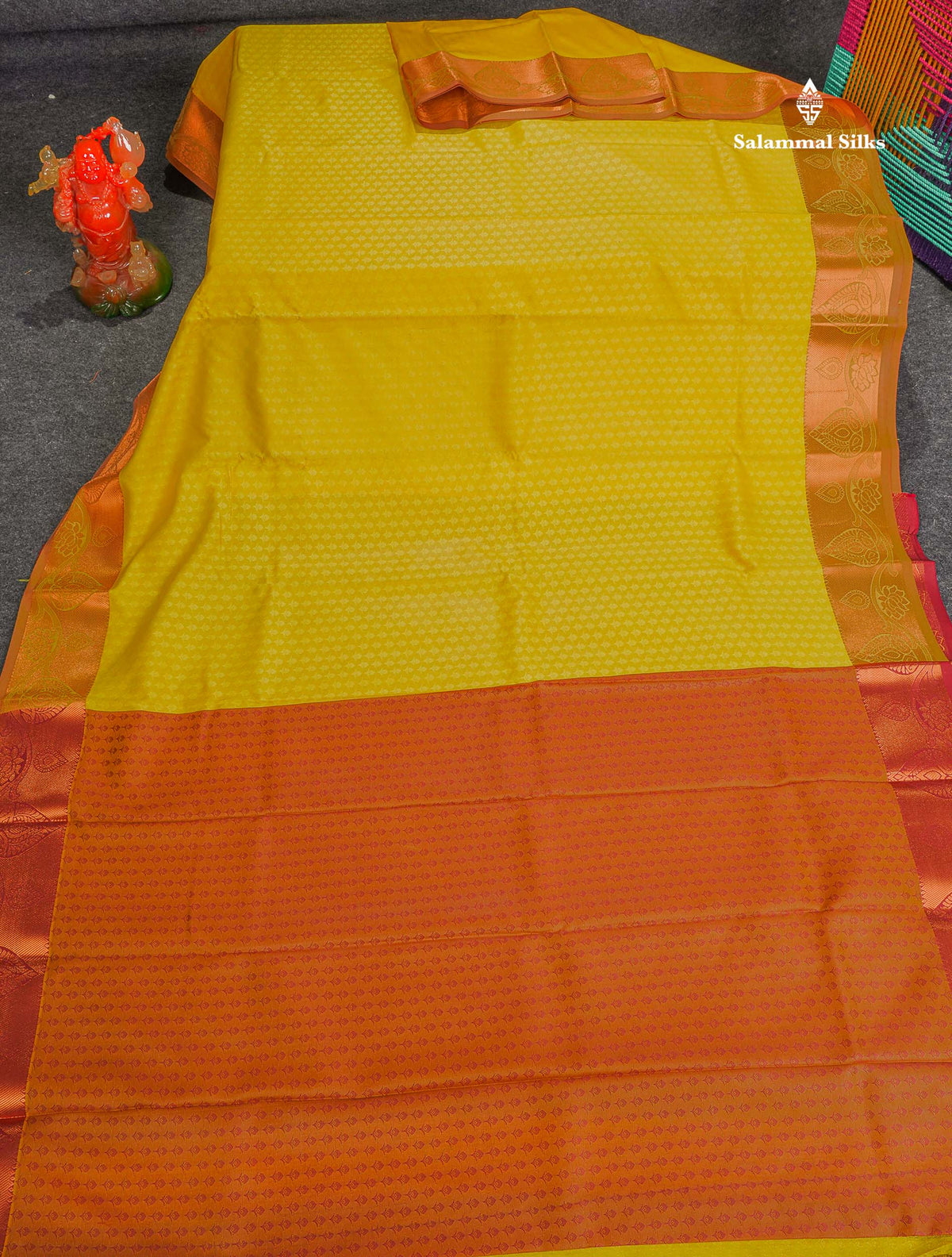 Semi Silk Saree - Yellow Colour Body With Contrast Brown Blouse
