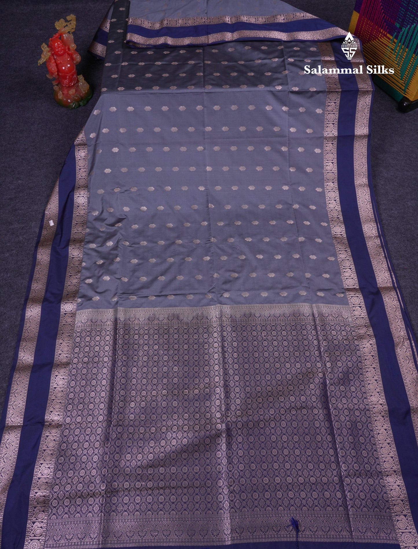 Beautiful Rust Orange Semi Soft Silk Saree With Contrast Navy Blue Traditional Rettapet Border