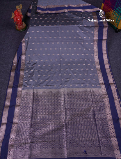 Beautiful Rust Orange Semi Soft Silk Saree With Contrast Navy Blue Traditional Rettapet Border