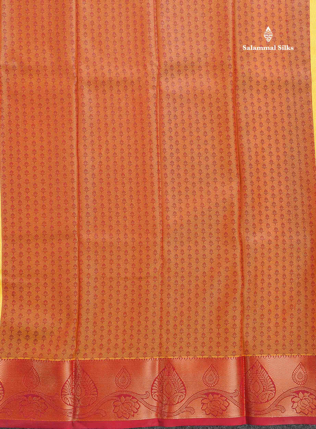 Semi Silk Saree - Yellow Colour Body With Contrast Brown Blouse