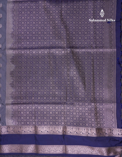 Beautiful Rust Orange Semi Soft Silk Saree With Contrast Navy Blue Traditional Rettapet Border