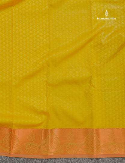 Semi Silk Saree - Yellow Colour Body With Contrast Brown Blouse