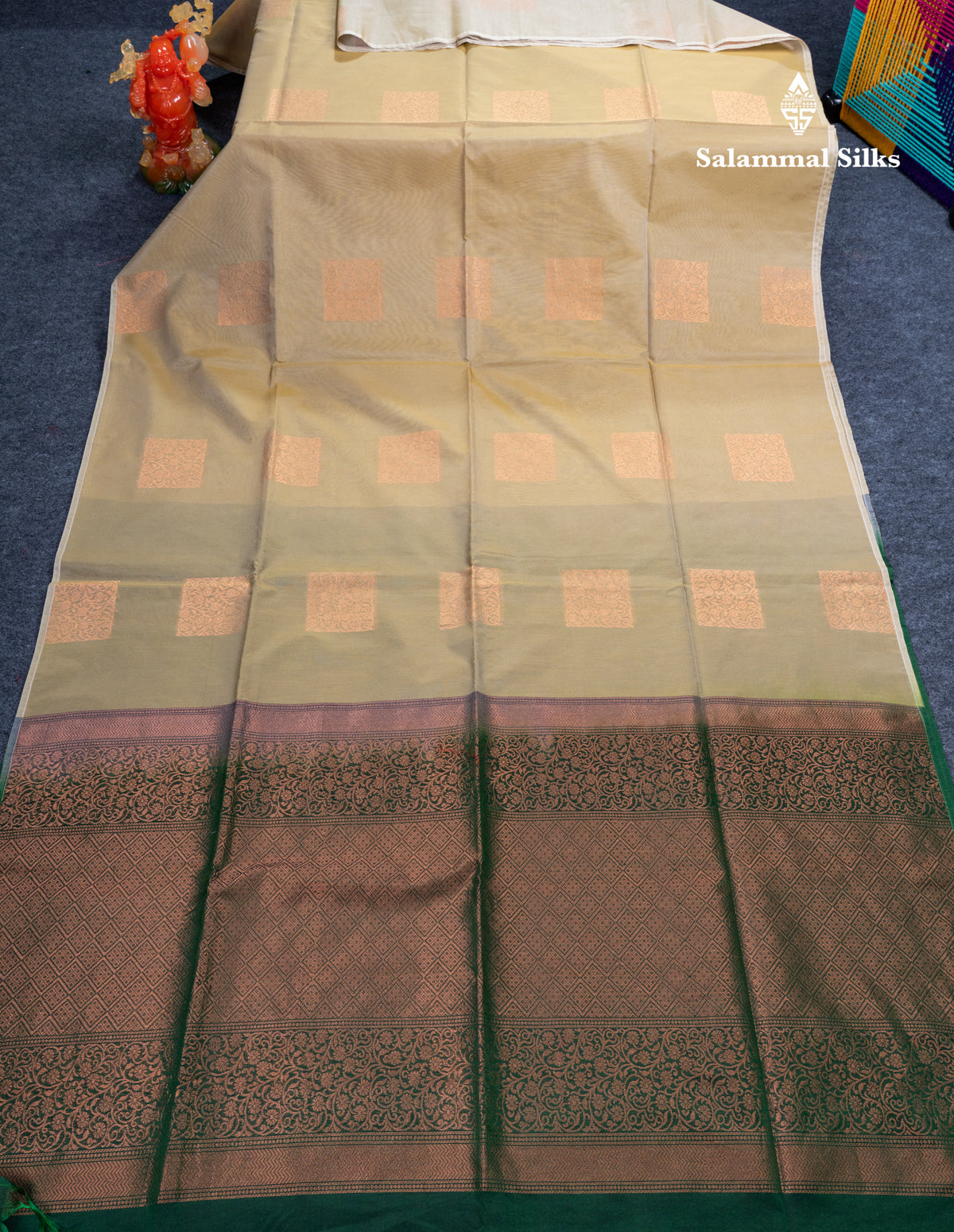 Light Pista Green Beautiful Sico Cotton Saree With Contrast Bottle Green Blouse