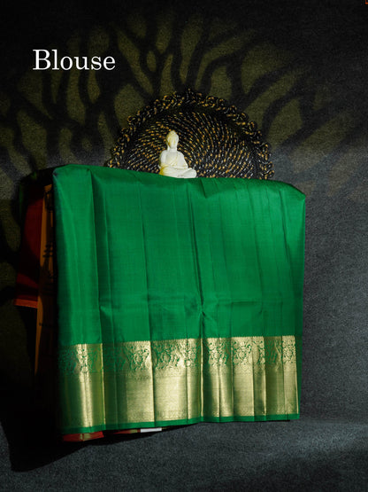Beautiful Pure Silk Pattu Pavadai (Dark Maroon) With Contrast Bottle Green Blouse 45"